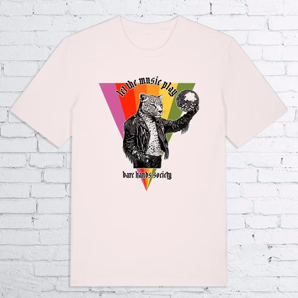 BHS "DISCO LEOPARD" ORGANIC COTTON UNISEX VINTAGE WHITE T-SHIRT