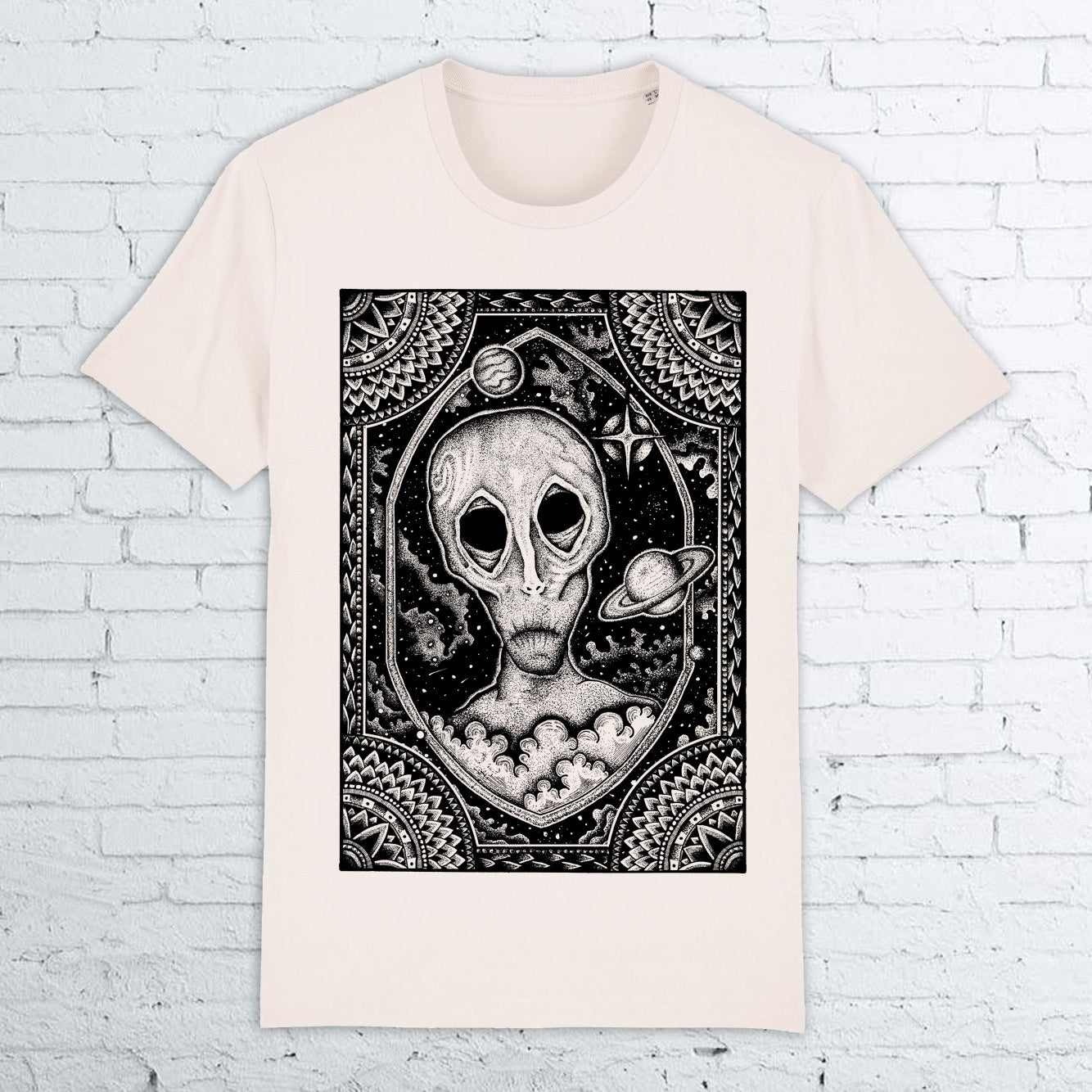 BHS ALIEN ORGANIC COTTON UNISEX vintage WHITE T-SHIRT
