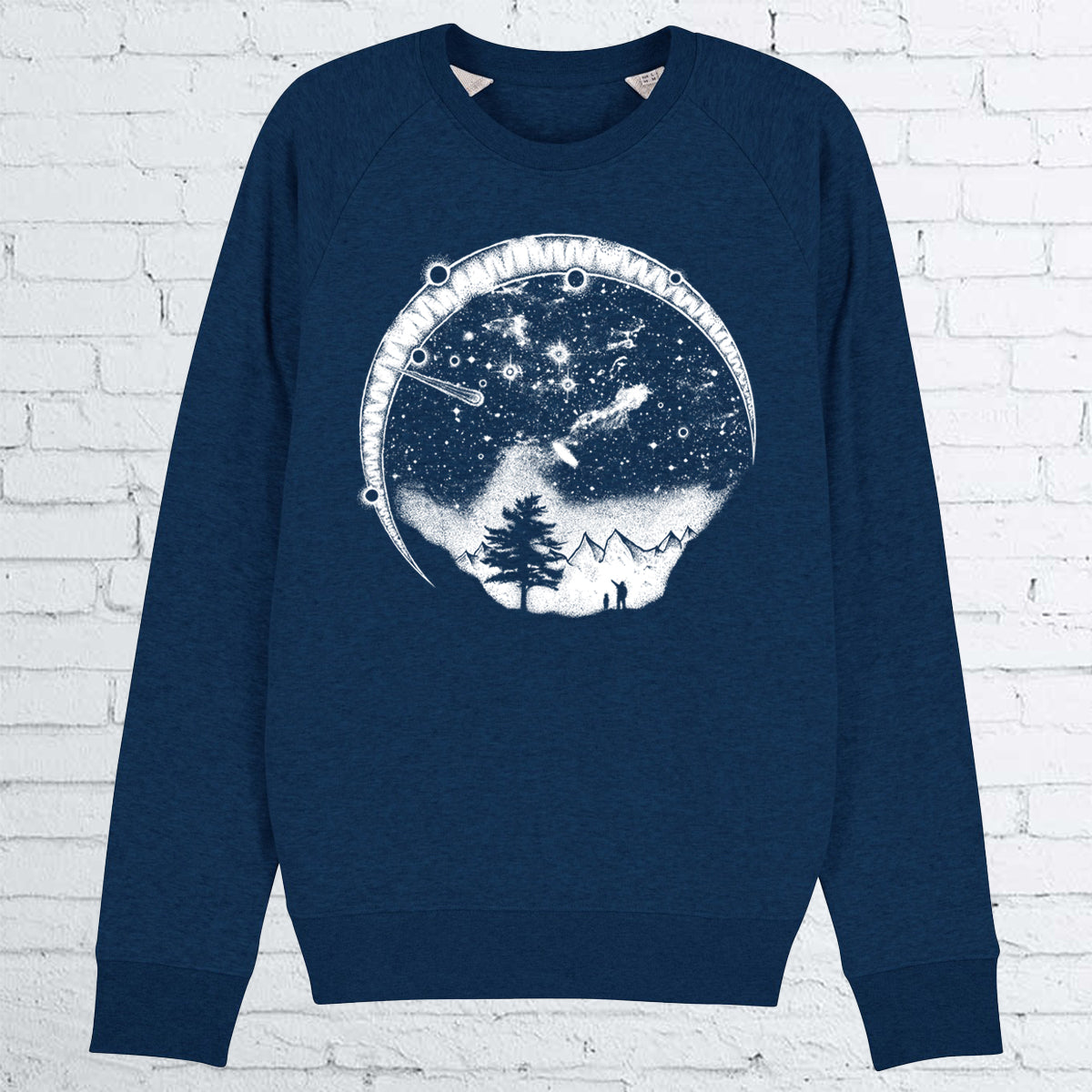 STARRY SKY UNISEX BLACK HEATHER BLUE CREWNECK