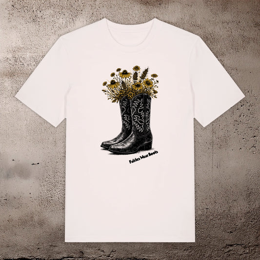 BHS "BOOTS" ORGANIC COTTON UNISEX VINTAGE WHITE T-SHIRT