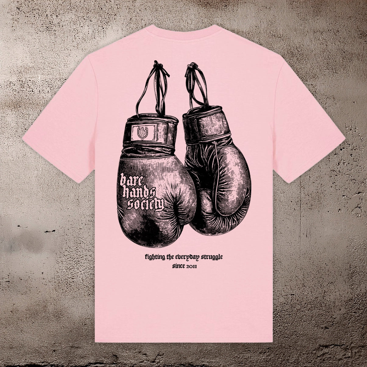 BARE HANDS SOCIETY "boxing gloves" ORGANIC COTTON UNISEX pink T-SHIRT