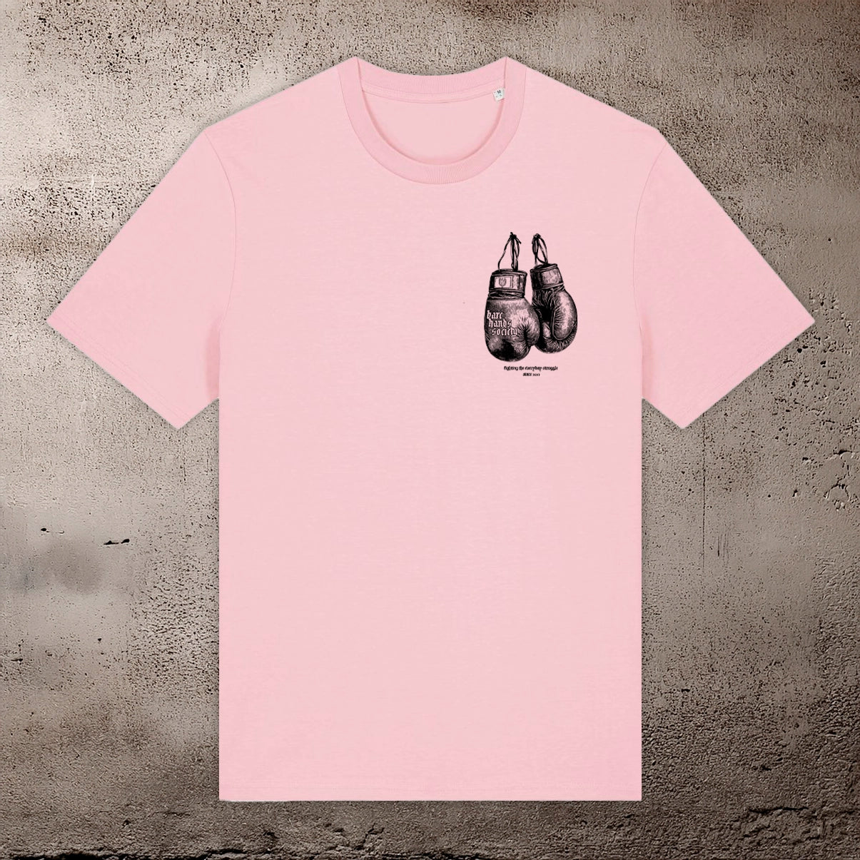 BARE HANDS SOCIETY "boxing gloves" ORGANIC COTTON UNISEX pink T-SHIRT