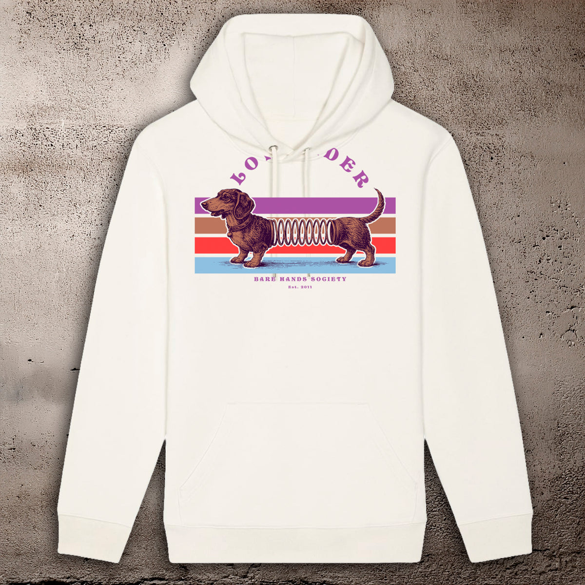BHS "LOW RIDER" ORGANIC COTTON UNISEX NATURAL WHITE HOODIE