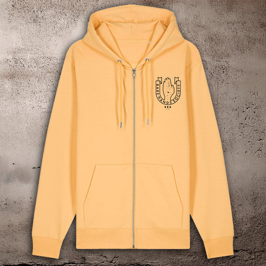 BHS "LOGO" ORGANIC COTTON ZIP-THROUGH UNISEX YELLOW HOODIE