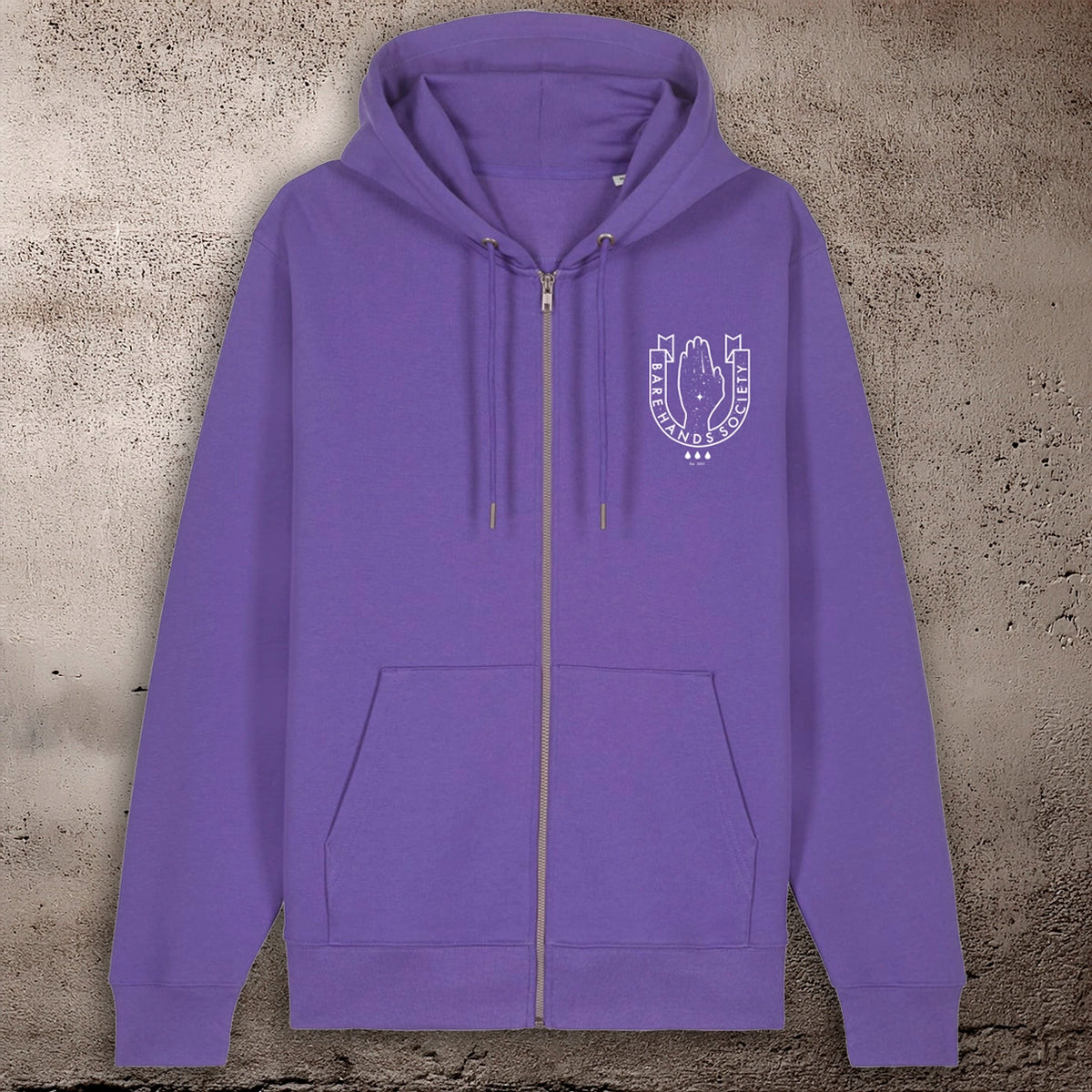 BHS "LOGO" ORGANIC COTTON UNISEX ZIP-THROUGH PURPLE HOODIE