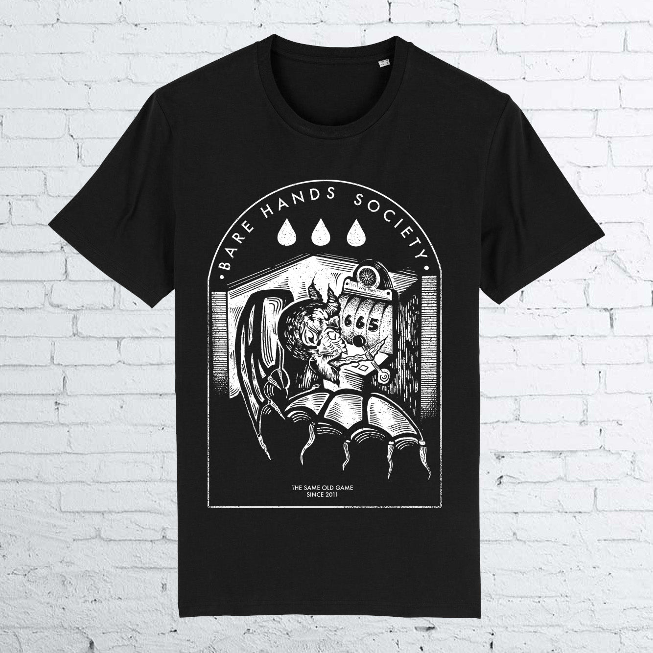 BARE HANDS SOCIETY "DEVIL 665" ORGANIC COTTON UNISEX BLACK T-SHIRT