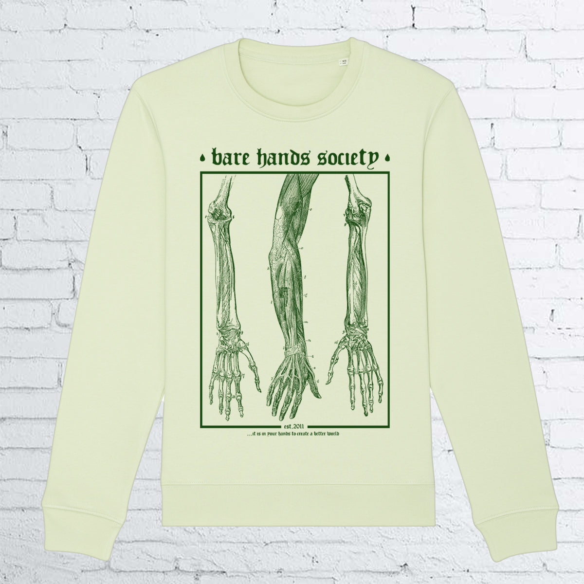 BHS HANDS UNISEX STEM GREEN CREWNECK