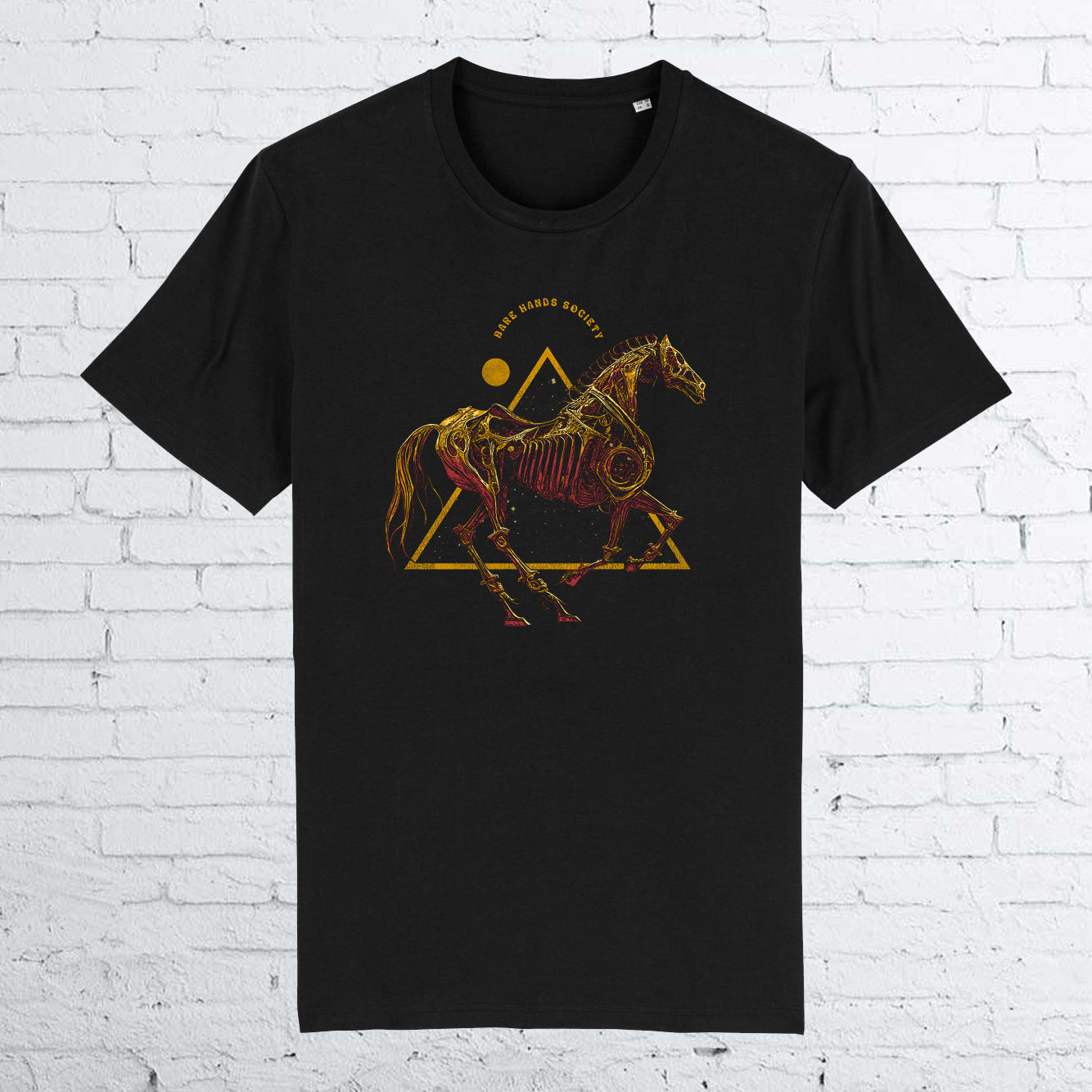 BARE HANDS SOCIETY "DARK HORSE" ORGANIC COTTON UNISEX BLACK T-SHIRT