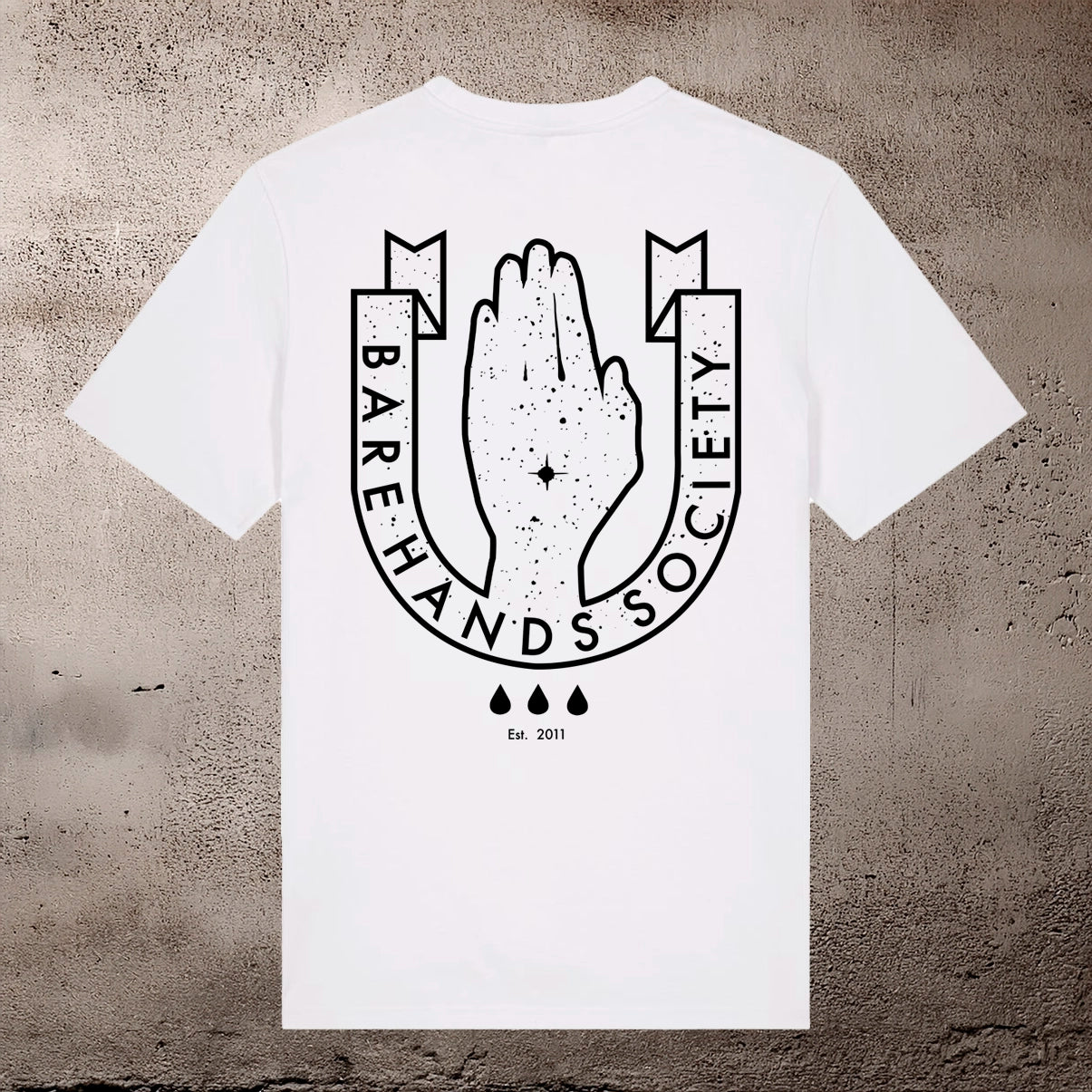BARE HANDS SOCIETY LOGO UNISEX WHITE T-SHIRT
