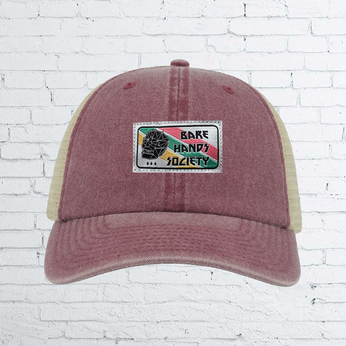 BHS SKULL LABEL Six Panel Vintage Trucker Cap