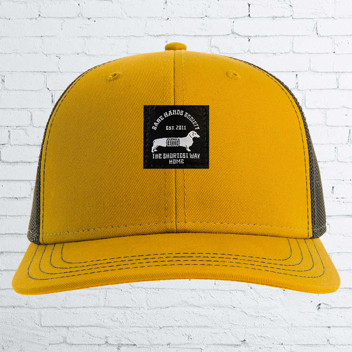 BHS DOG LABEL SIX Panel CANVAS Trucker Cap