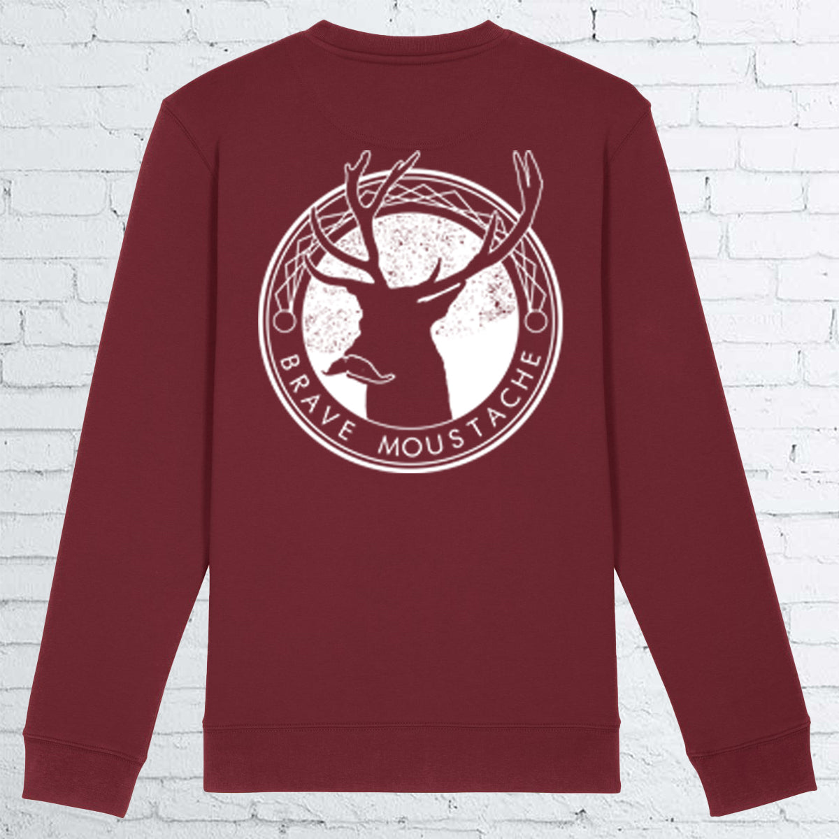 BRAVE MOUSTACHE BURGUNDY UNISEX CREWNECK
