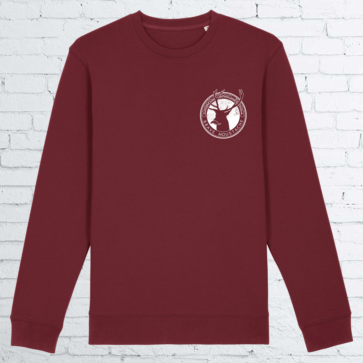 BRAVE MOUSTACHE BURGUNDY UNISEX CREWNECK