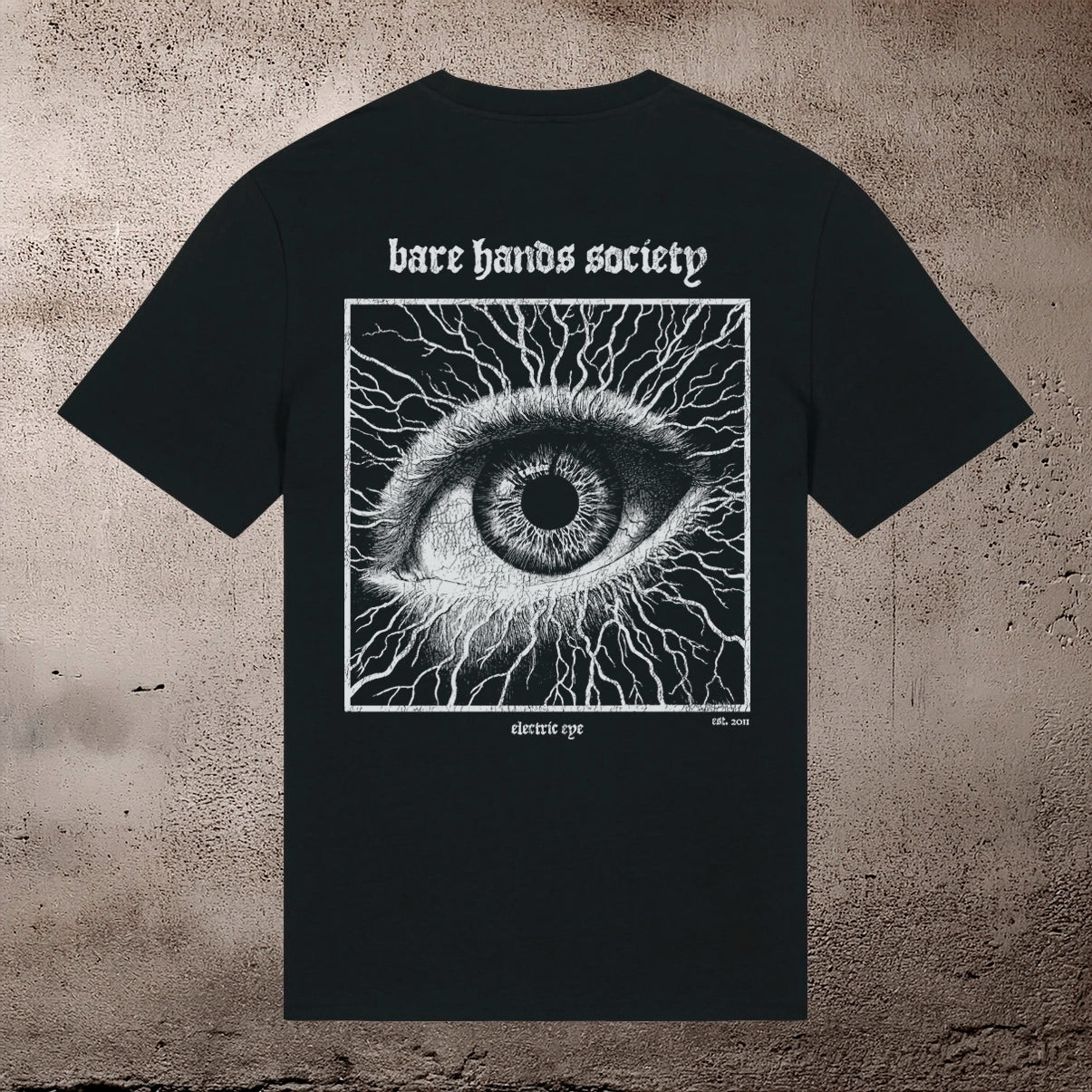 BARE HANDS SOCIETY ELECTRIC EYE UNISEX BLACK T-SHIRT