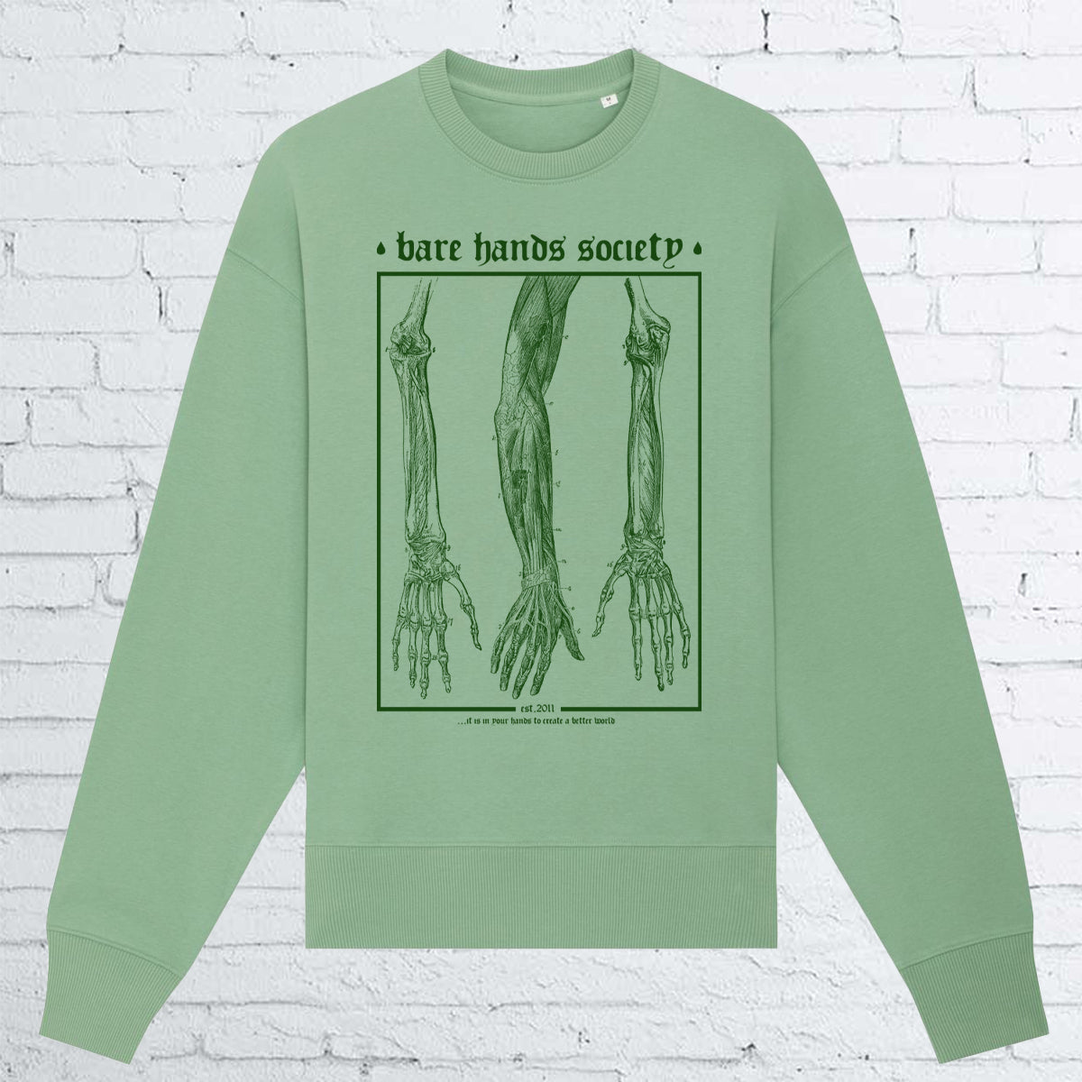 BHS HANDS UNISEX OVERSIZED DUSTY MINT CREWNECK