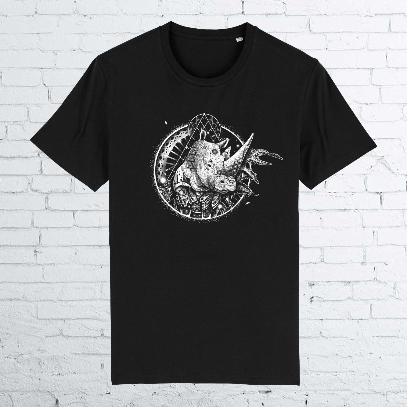 BARE HANDS SOCIETY "RHINO" ORGANIC COTTON UNISEX BLACK T-SHIRT