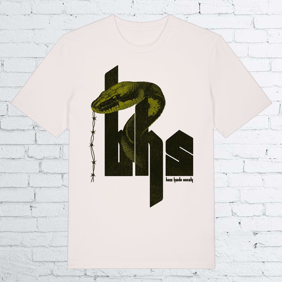 BARE HANDS SOCIETY "SNAKE" ORGANIC COTTON UNISEX BLACK T-SHIRT