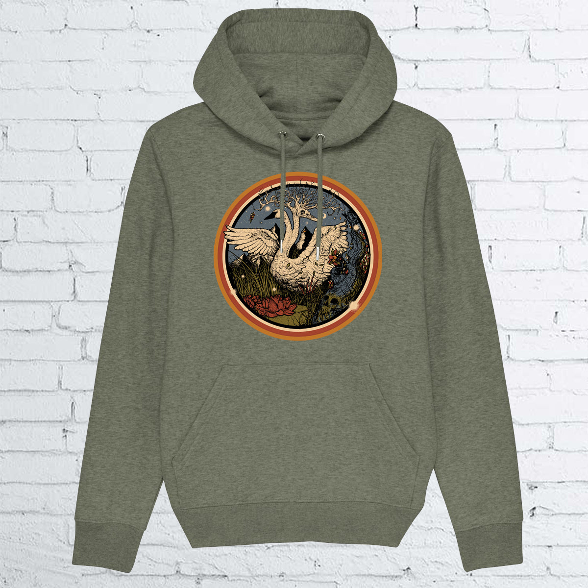 BHS "SWANS" UNISEX MID HEATHER GREEN HOODIE