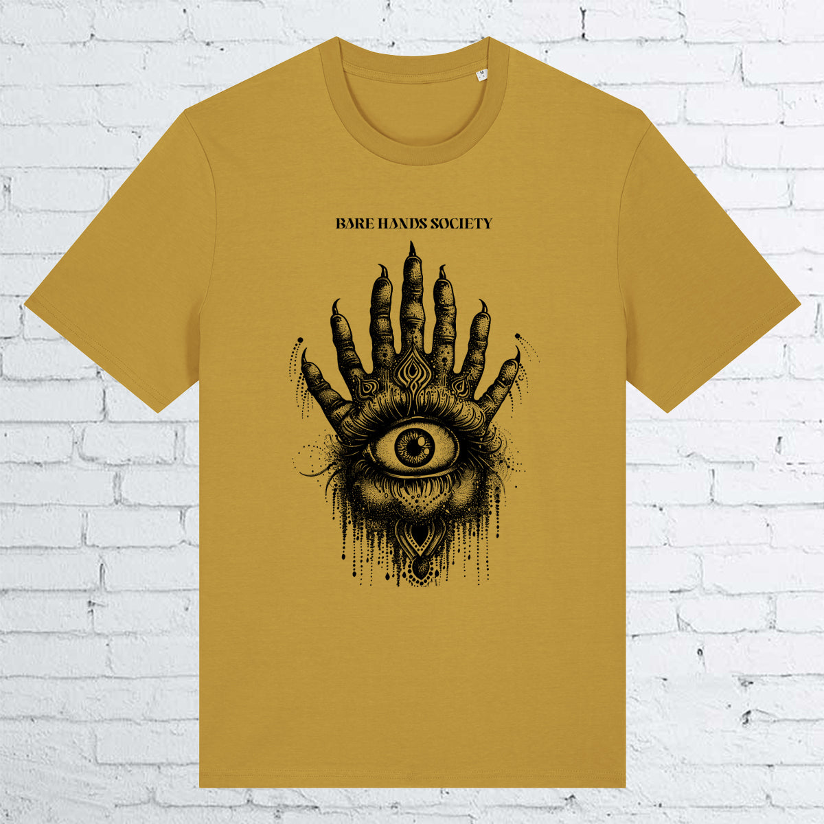 BARE HANDS SOCIETY "THIRD EYE" ORGANIC COTTON UNISEX OCHRE T-SHIRT