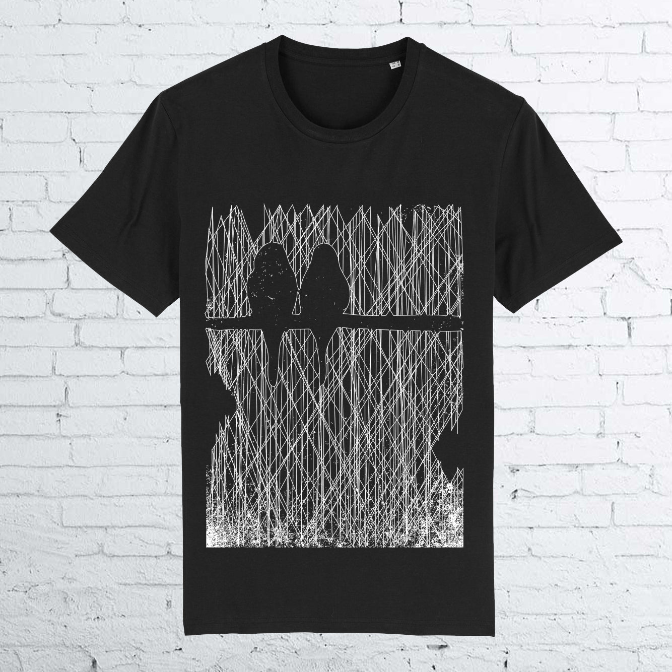 BARE HANDS SOCIETY BIRDS ORGANIC COTTON UNISEX BLACK T-SHIRT