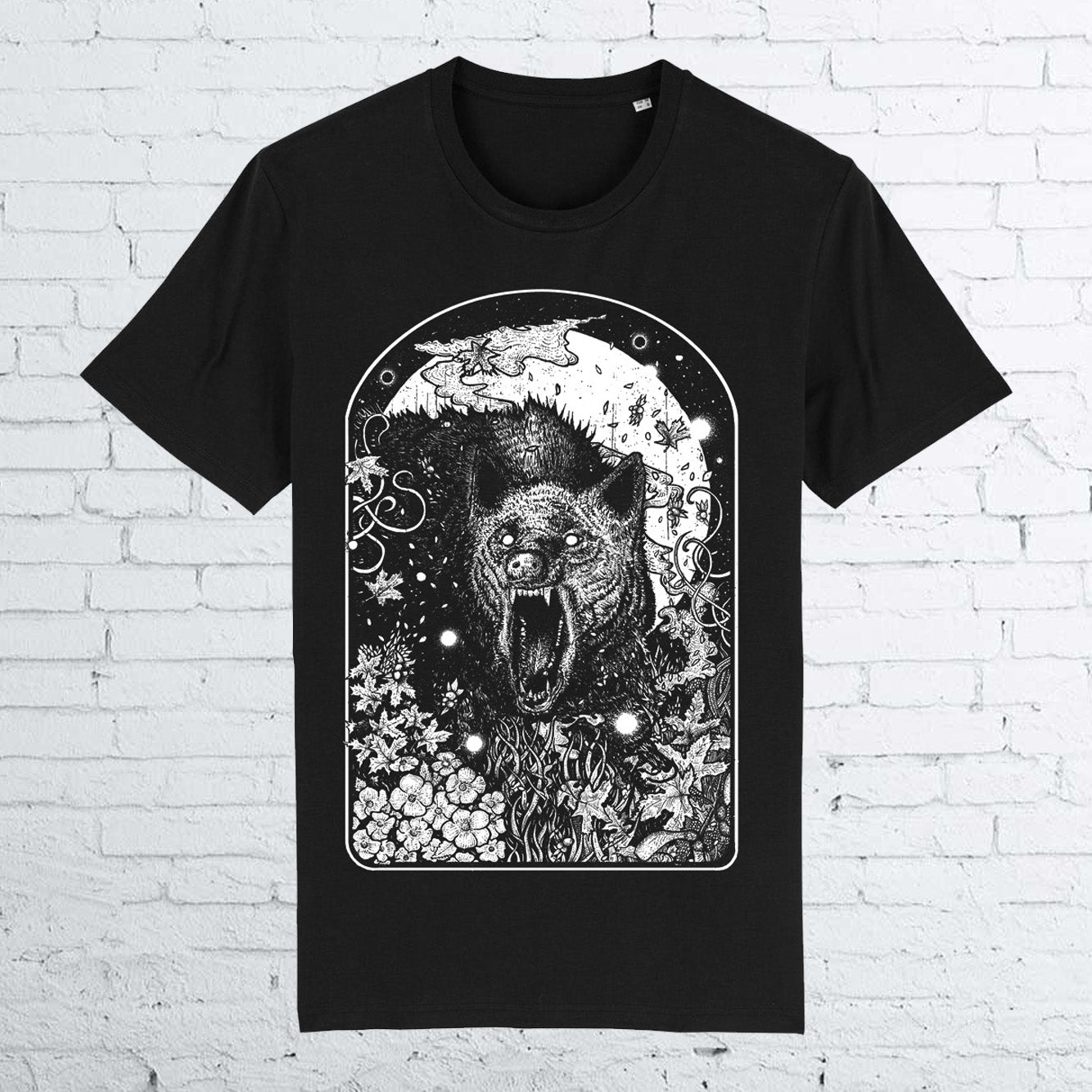 BHS ANGRY WOLF ORGANIC COTTON UNISEX BLACK T-SHIRT