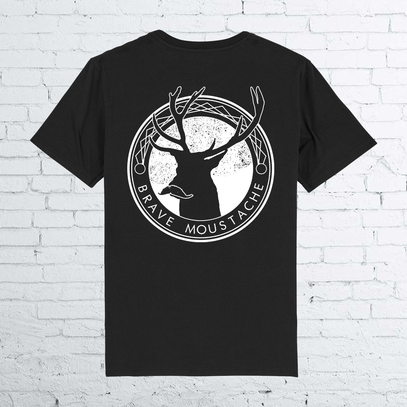 BHS BRAVE MOUSTACHE ORGANIC COTTON UNISEX BLACK T-SHIRT