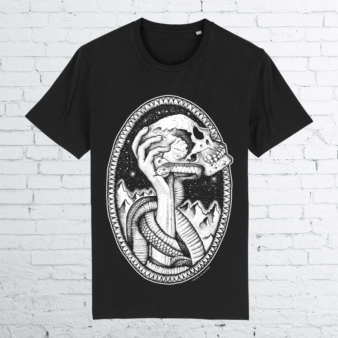 BHS SNAKE AND SKULL BLACK ORGANIC COTTON UNISEX T-SHIRT