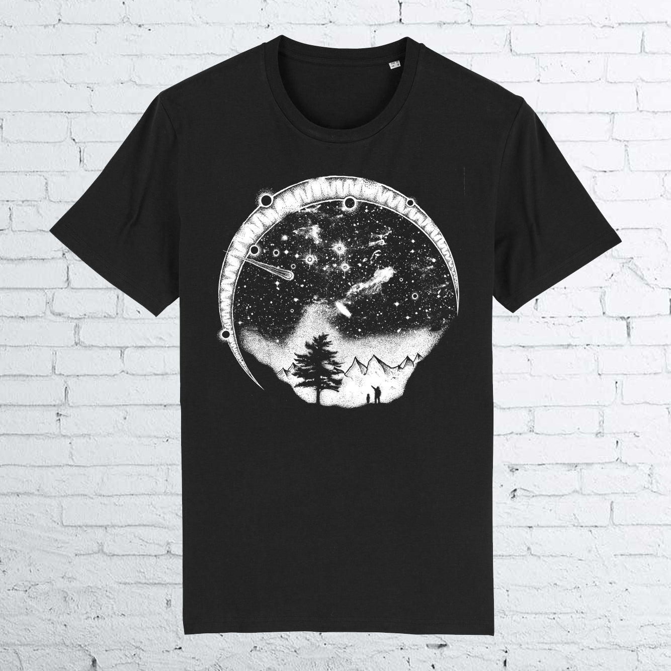 BHS STARRY SKY ORGANIC COTTON UNISEX BLACK T-SHIRT