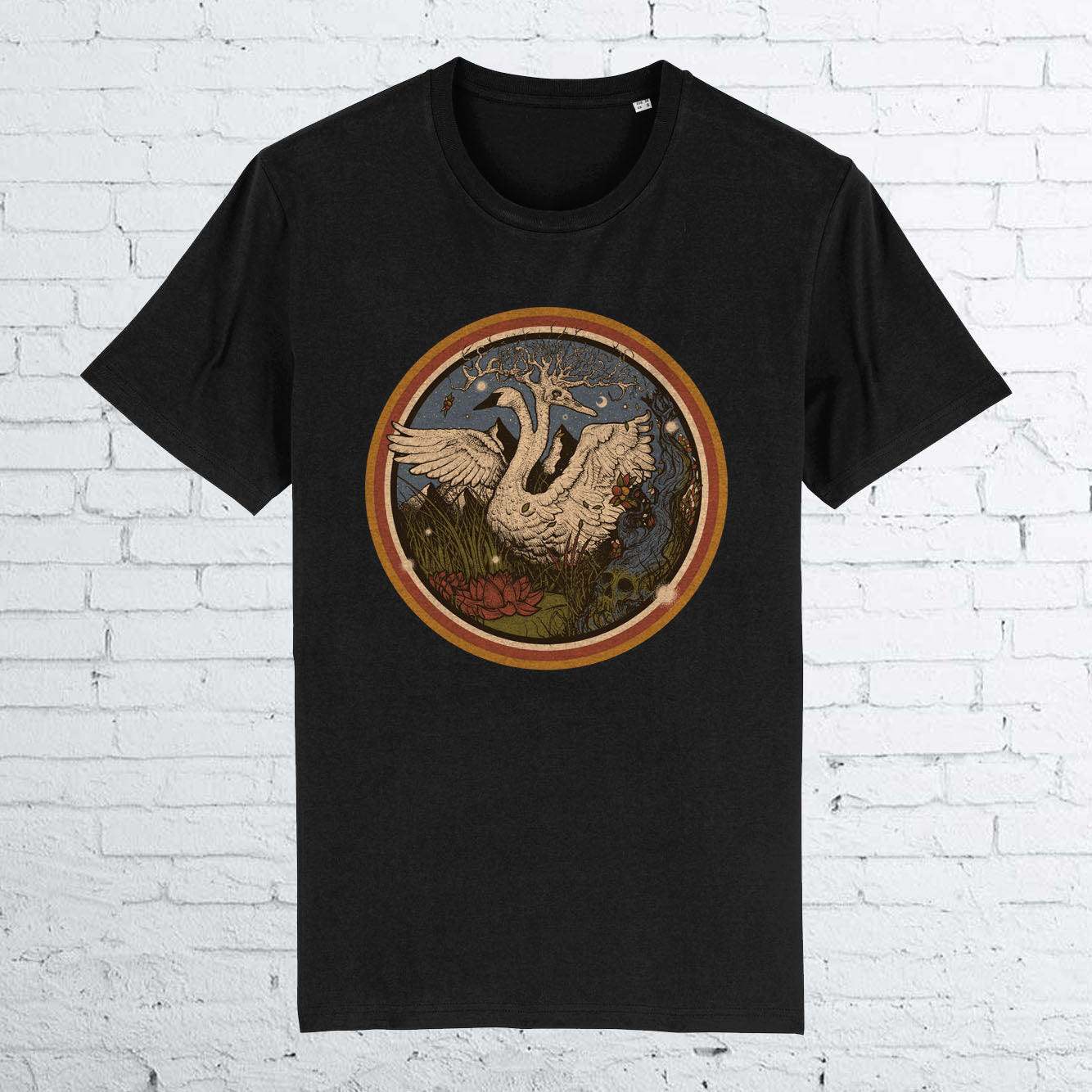 BHS SWANS ORGANIC COTTON UNISEX BLACK T-SHIRT