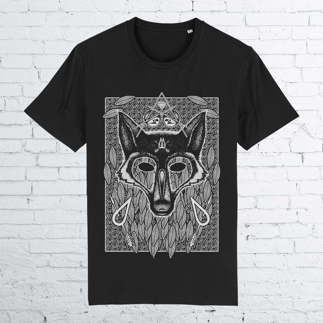 BHS WOLF ORGANIC COTTON UNISEX BLACK T-SHIRT