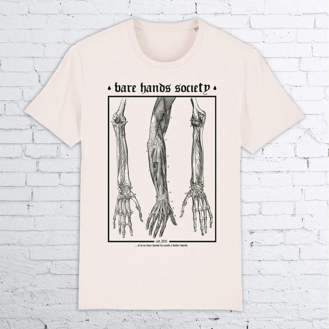 BHS HANDS ORGANIC COTTON UNISEX NATURAL T-SHIRT