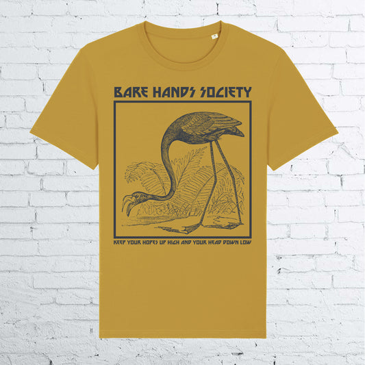 BHS FLAMINGO ORGANIC COTTON OCHRE UNISEX T-SHIRT