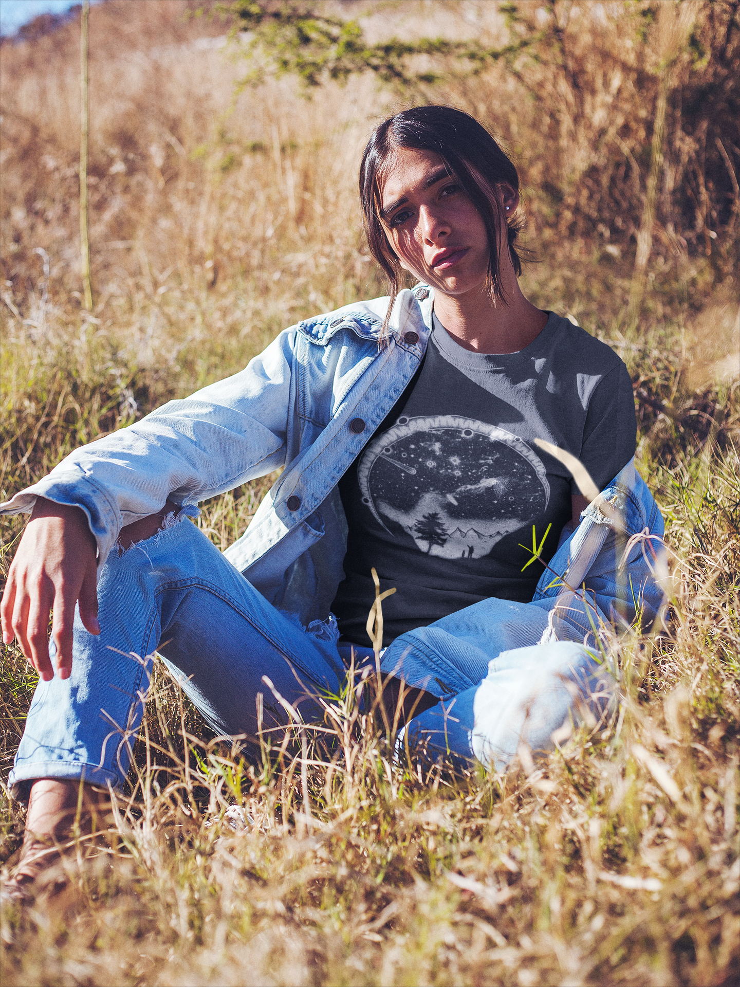 BHS STARRY SKY ORGANIC COTTON UNISEX INDIGO T-SHIRT