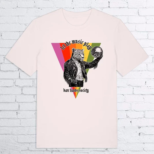 BHS "DISCO LEOPARD" ORGANIC COTTON UNISEX VINTAGE WHITE T-SHIRT