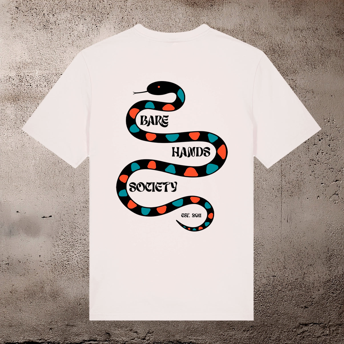 BHS "HARLEQUINO" ORGANIC COTTON UNISEX VINTAGE WHITE T-SHIRT