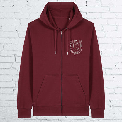 BHS LOGO UNISEX ZIP-THRU BURGUNDY HOODIE