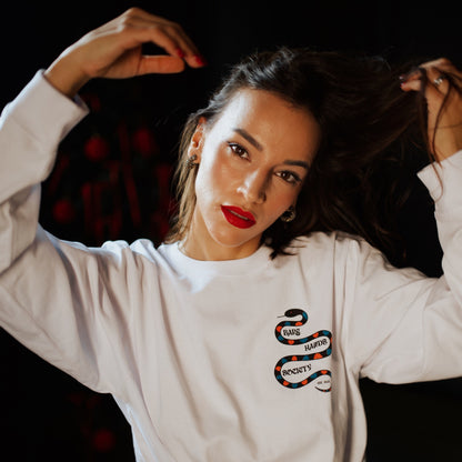 BHS "HARLEQUINO" ORGANIC COTTON UNISEX LONG SLEEVE WHITE T-SHIRT