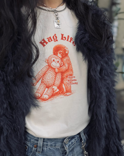 BHS "HUG LIFE" ORGANIC COTTON UNISEX VINTAGE WHITE T-SHIRT