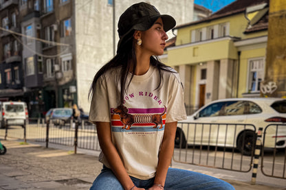 BHS "LOW RIDER" ORGANIC COTTON UNISEX VINTAGE WHITE T-SHIRT