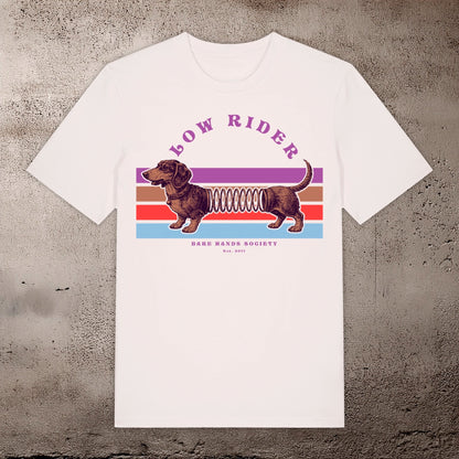 BHS "LOW RIDER" ORGANIC COTTON UNISEX VINTAGE WHITE T-SHIRT