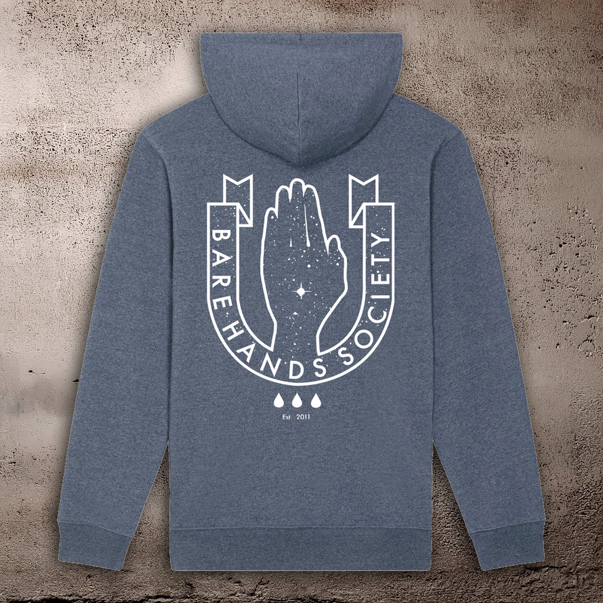 BHS "LOGO" RECYCLED ORGANIC COTTON UNISEX VINTAGE NAVY HOODIE