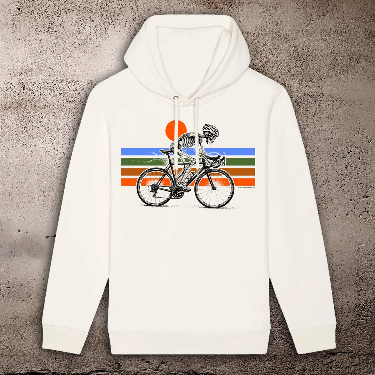 BHS "BIKER" RECYCLED ORGANIC COTTON UNISEX RAW WHITE HOODIE