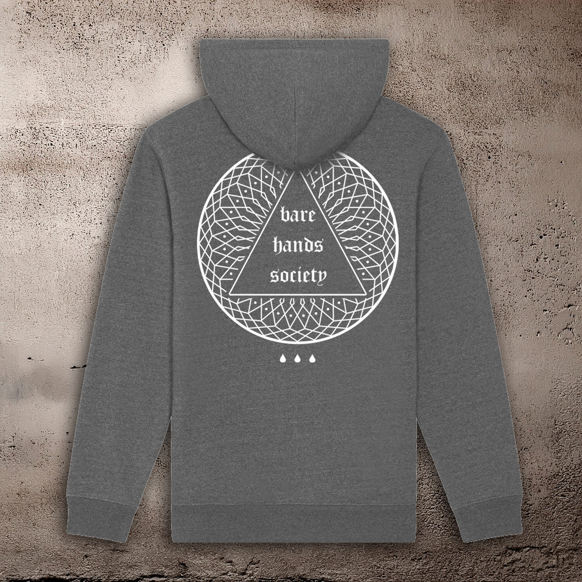 BHS "MANDALA" RECYCLED ORGANIC COTTON UNISEX RAW GREY HOODIE