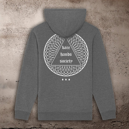 BHS "MANDALA" RECYCLED ORGANIC COTTON UNISEX RAW GREY HOODIE