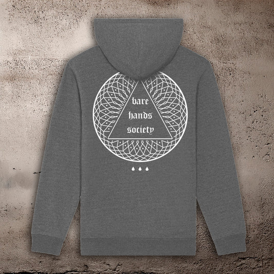 BHS "MANDALA" RECYCLED ORGANIC COTTON UNISEX RAW GREY HOODIE