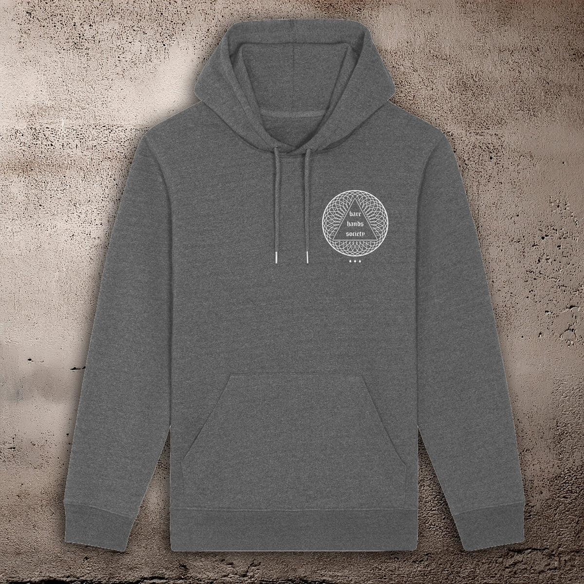 BHS "MANDALA" RECYCLED ORGANIC COTTON UNISEX RAW GREY HOODIE