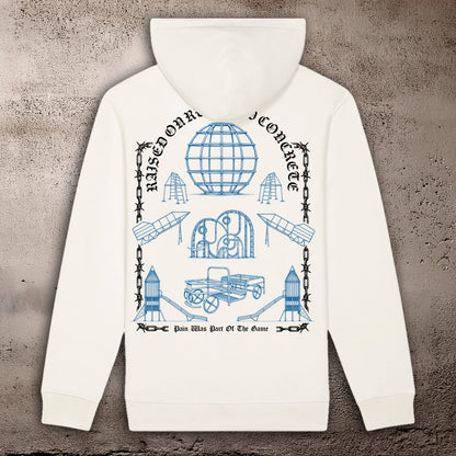 BHS "PLAYGROUND" RECYCLED ORGANIC COTTON UNISEX RAW WHITE HOODIE