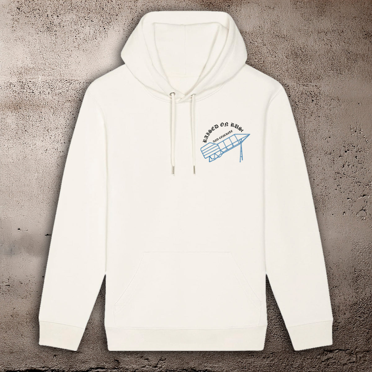 BHS "PLAYGROUND" RECYCLED ORGANIC COTTON UNISEX RAW WHITE HOODIE