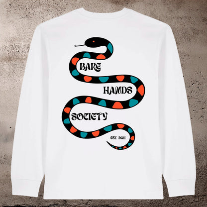 BHS "HARLEQUINO" ORGANIC COTTON UNISEX LONG SLEEVE WHITE T-SHIRT