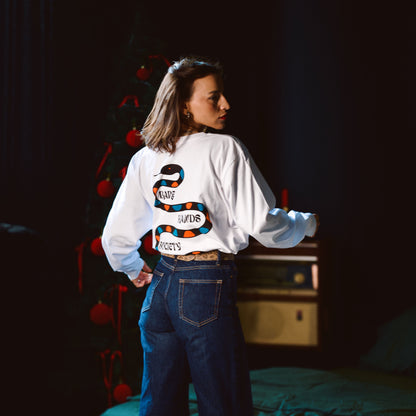 BHS "HARLEQUINO" ORGANIC COTTON UNISEX LONG SLEEVE WHITE T-SHIRT